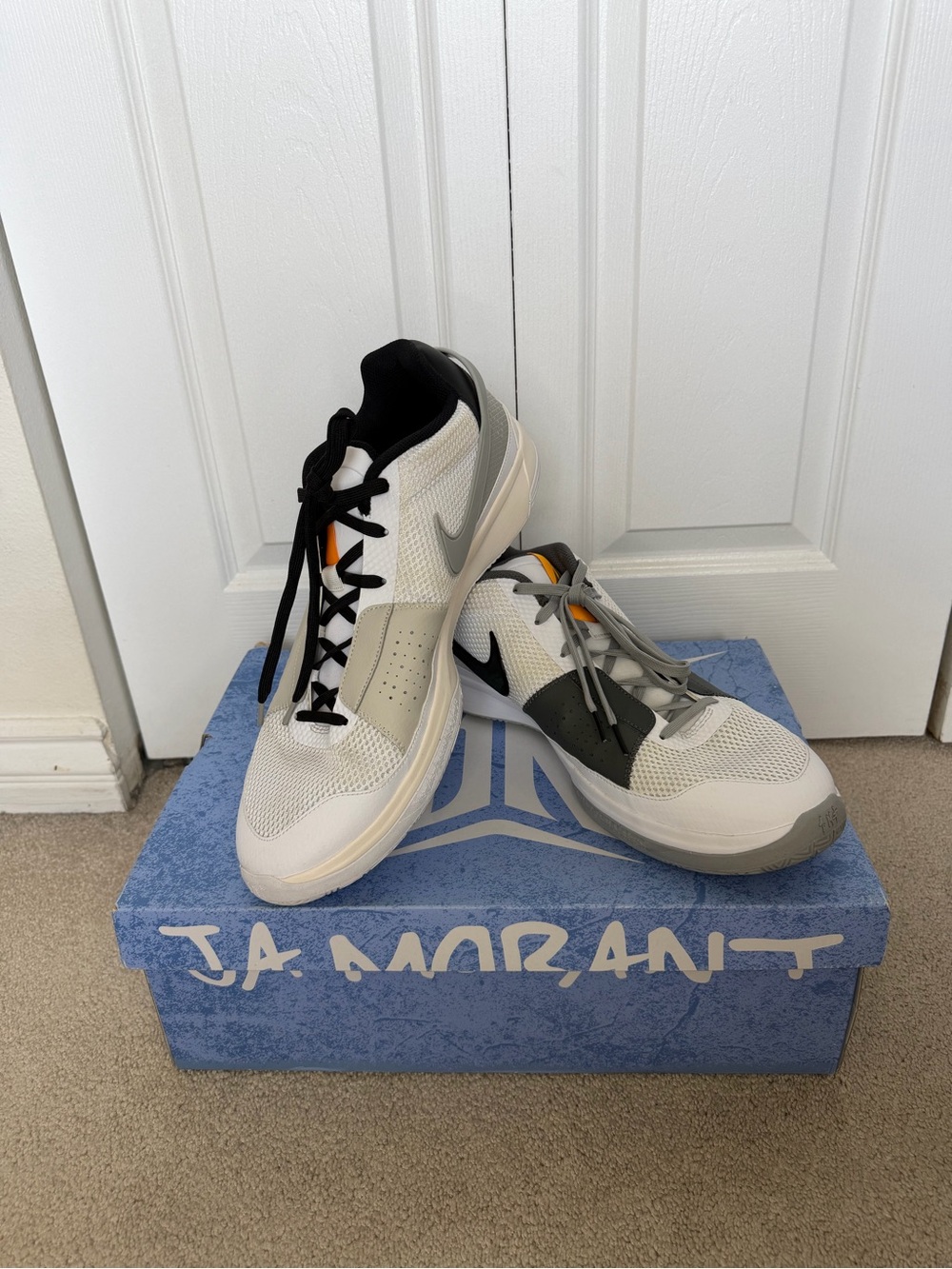 Ja Morant JA 1 Nike Men’s White, Gray and Black Basketball Shoes New in Box